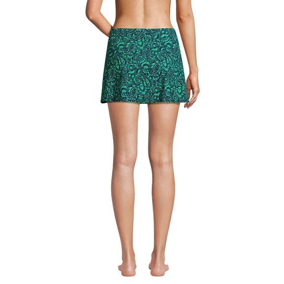 Land's End chlorine resist control navy emerald Decor Paisley swim skirt 14P - Picture 4 of 6